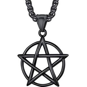 U7 Elphas Levi Pentagram halsketting roestvrij staal tetragrammaton sieraden amulet statement sieraden voor dames en heren magisch satanisme halsketting Wiccan met geschenkdoos