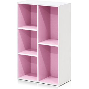 Furinno 11069 boekenkast, hout, wit/roze, één maat, dicht, eenheidsmaat