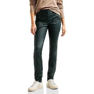 Cecil B376831 Slim damesbroek met coating, Donker oceaan groen