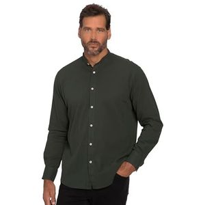 JP 1880 Overhemd, lange mouwen, crêpe-kwaliteit, opstaande kraag, moderne pasvorm herenoverhemden, Zwarte olijf