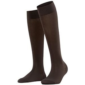 FALKE Dames Cotton Touch lange sokken ademend duurzaam extra zacht op de huid effen glanzende kleur elegante platte teennaad voor dagelijks gebruik 1 paar, Bruin (Dark Brown 5233) nieuw -