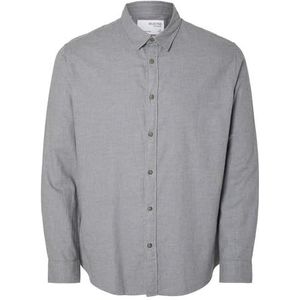 SELECTED HOMME Slhslimowen-flannel Shirt Ls Noos Herenhemd, Medium grijs mengsel.