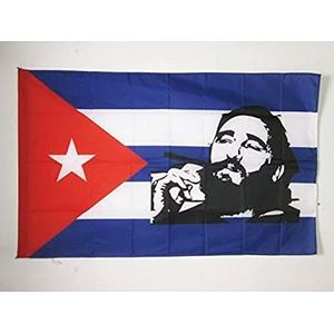 AZ FLAG Vlag Cuba met fidel Castro 90 x 60 cm – Cubaanse vlag 60 x 90 cm vlaggenschede voor vlaggenstok