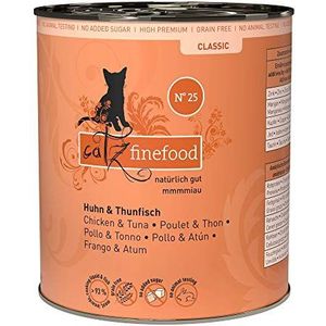 catz finefood Nr. 25 kip & tonijn fijn voer voor katten, fijn met pompoen en rozenbottel, 6 x 800 g dozen