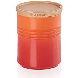 Le Creuset Voorraadpot M van keramiek met houten deksel, keramiek, 540 ml, 10 cm, vulkanisch, 91044401090099