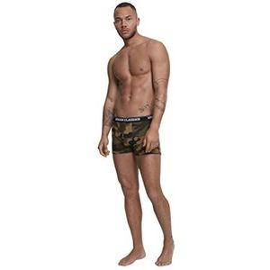 Urban Classics Boxershorts voor heren, camouflage, verpakking van 2 stuks, woodcamo + darkcamo