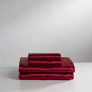 Baltic Linen Luxe beddengoed van satijn, superzacht, tweepersoonsbed, rood