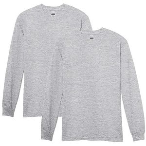 Gildan G5400 T-shirt voor heren, met lange mouwen, dik, katoen, grijs, XL, grijs.