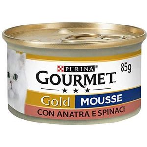 Purina Gourmet Gold natschuim kat eend en spinazie, 24 blikjes à 85 g
