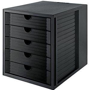 HAN SYSTEMBOX KARMA ladenbox - aantrekkelijk design voor documenten tot DIN C4, Angel gecertificeerd, met 5 gesloten laden, eco-zwart, 14508-13