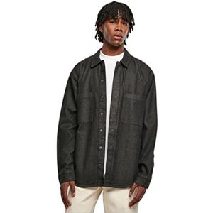 Urban Classics Oversized Denim Pocket Shirt Heren, Realblack Washed