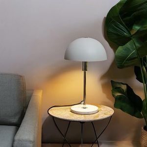 Lightbox Paddenstoel tafellamp | 36 cm hoog | Thuisbureaulamp met tuimelschakelaar en travertin stenen voet | Als bedlamp, bureauaccessoire | metaal