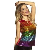 Boland - Regenboogtop met pailletten voor dames - Glitter Top - Disco Queen - Feestkleding - Carnavalskostuum