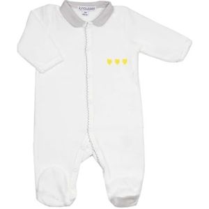 KINOUSSES Pyjama voor baby's, geboorte, meisjes, motief kleine gele harten, maat 1 maand (54 cm), cadeau, uniseks, jongens en meisjes