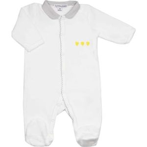 KINOUSSES Pyjama voor baby's, geboorte, motief kleine gele harten, maat 1 maand (54 cm), uniseks, jongens en meisjes, geboortecadeau