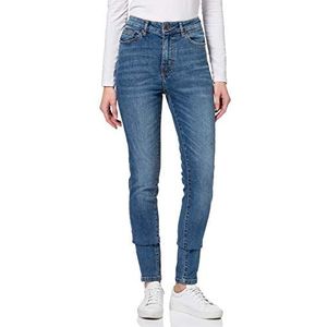 Urban Classics Dames Jeans Hoge Taille Skinny, Mid Blue Washed inkt.