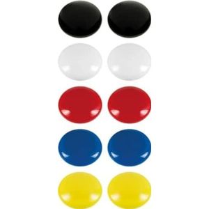 Westcott E-10814 00 10 stuks ronde magneten 25 mm, 2 x wit, zwart, rood, blauw, geel