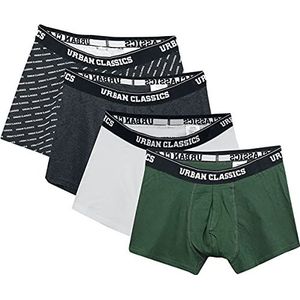 Urban Classics Set van 5 boxershorts voor heren, wit + groen + cha + Aop logo + zwart.