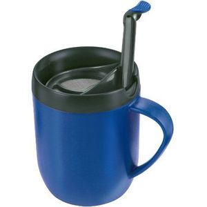 Zyliss E990003 Hot Cup met zuiger, kunststof/siliconen, blauw, thermobeker koffie/filter voor gemalen koffie/mok met deksel/campingbeker, vaatwasmachinebestendig