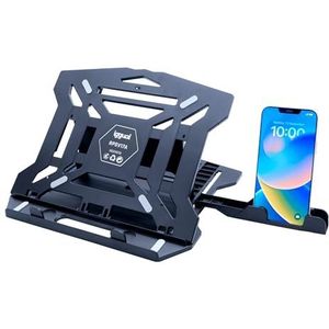 iggual Support pour ordinateur portable jusqu'à 17"" avec 8 angles d'inclinaison, pupitre ergonomique pliable avec support pour téléphone portable et base antidérapante pour table et bureau (RPSV17A)