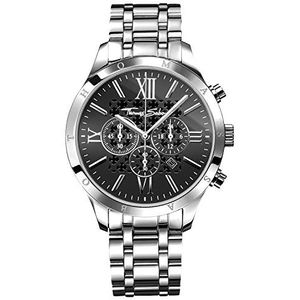 Thomas Sabo Rebel Urban herenhorloge, zilverkleurig, zwart, analoog, kwarts, zilverkleurig, zwart, 43 mm, armband, zilver, zwart., Armband