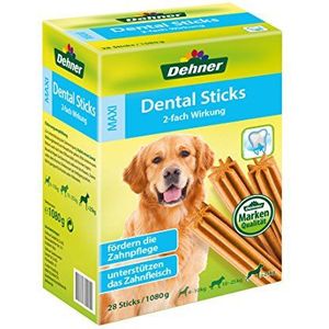 Dehner Dental Sticks Maxi Snacks voor honden, vanaf 25 kg, 1080 g, 28 stuks