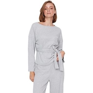 Trendyol Damespyjama, gebreid, grijs, maat XL, 2 stuks, grijs.