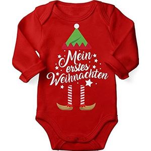 miKalino Baby Body My First Christmas - Unisex - Handmade with Love - Kleur: rood, Maat: 62