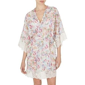 Emporio Armani Kimono voor dames van microvezel, yoghurt, bloemenprint, één maat, yoghurt bloemenprint, één maat, Yoghurt bloemenprint