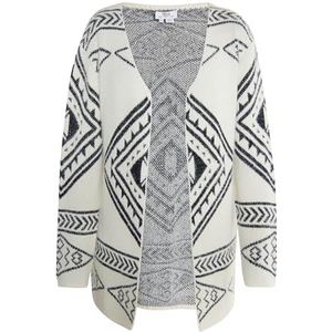 usha FESTIVAL Cardigan en tricot pour femme, Couleur : blanc cassé et noir, XS-S