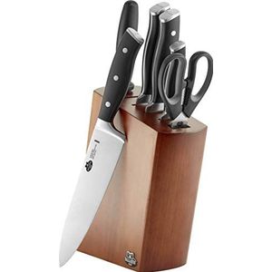 BALLARINI Messerblock, 7-tlg., Holzblock, Messer und Schere aus rostfreiem Spezialstahl/Kunststoff-Griff, Savuto