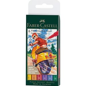 Faber-Castell Pitt Artist Pen 167174 Balpen, kleur B, meerkleurig, 6 stuks