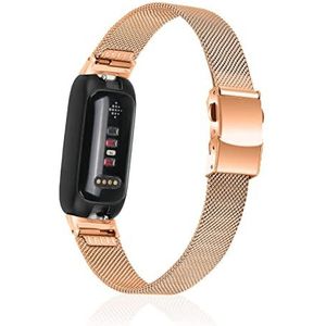 KeeFos Armband compatibel met Fitbit Inspire 3, roestvrijstalen mesh, sporthorloge voor dames en heren, reservearmband voor Fitbit Inspire 3, roségoud