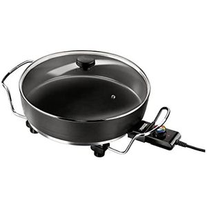 Princess Multi Wonder Chef 01.162367.01.500 Elektrische pan, 35 cm diameter, inhoud 5,4 l, 1800 W, instelbaar verwarmingsniveau, 2 houten spatels, 0,9 m stroomkabel, zwart