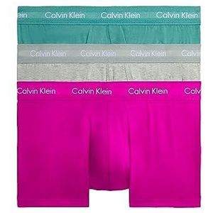 Calvin Klein 3 stuks boxershorts voor heren, lage taille, tricot (3 stuks), Wild Aster, Gry Hthr, arctisch groen