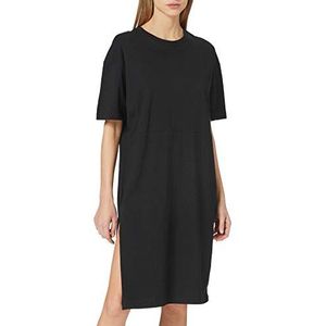 Urban Classics Damesjurk van biologisch katoen organisch oversized slit tee dress, dames T-shirt jurk voor vrouwen met split in vele kleuren, maten XS - 5XL, zwart.