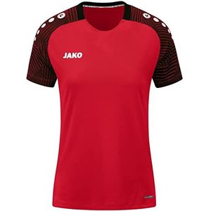 JAKO 6197 Performance T-shirt voor dames, aqua/wit/marineblauw, maat 34-36, Rood/Zwart
