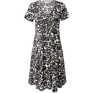 KAFFE Kainger Jersey Dress Casual Femme, Black/Chalk Flower Print, S