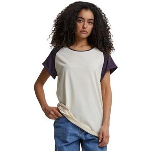 Urban Classics Tb1913 Raglan T-shirt voor dames, T-shirt voor dames, 1 stuk, Wit/Paars