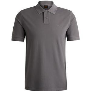 BOSS Katoenen piqu�é poloshirt voor heren met logo in grijs, grijs, S, grijs.