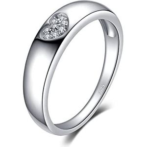 JewelryPalace Liefde, hartmaat, wit, zirkonia, verlovingsring, trouwring, bruiloft, belofte, 925 zilver/geelgoud/roségoud, liefdesring, sieraden cadeau voor verjaardag, edelsteen, Zirkonia