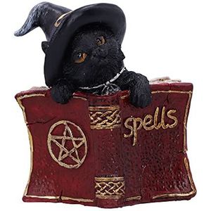 Nemesis Now Kitty's Grimoire Cat Spell Book rode hars hekserij boek figuur 8,2 cm - vertrouwd heksenfiguur - perfecte aanvulling op elke hekserijcollectie - gegoten in