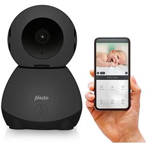 Alecto SMARTBABY10BK WiFi babyfoon met HD-camera 1080p - Smart indoor babyfoon met mobiele bediening - voor thuis en onderweg, video camera en audio/alarm - zwart