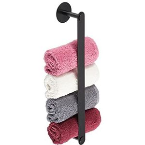 Relaxdays handdoekhouder zonder boren - handdoekrek - rvs - zelfklevend - zwart - badkamer