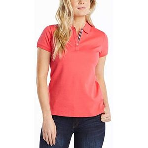 Nautica 3-Button Shirt met korte mouwen, ademend, 100% katoen, poloshirt, voor dames, Meloen Berry