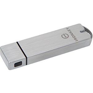 Kingston IronKey S1000 USB-stick, gecodeerd, 128 GB, geïntegreerde encryptiechip en FIPS 140-2, niveau 3, gecertificeerd - IKS1000B/128GB