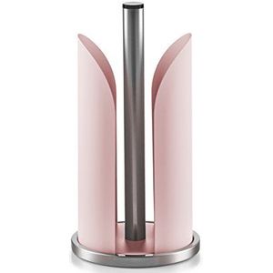 Zeller keukenrolhouder - rond - metaal - roze - 15 x 31 cm - keukenpapier