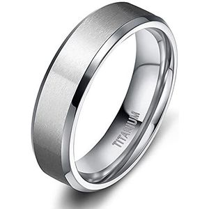 Zakk Titanium ring voor dames en heren, mat geborsteld zilver, geschikt als verlovingsring of trouwring, 4 mm, 6 mm, 8 mm of 10 mm breed, Titanium, Geen edelsteen