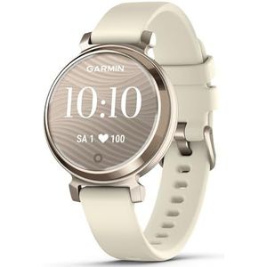 Garmin Lily 2 Kleine en elegante smartwatch, crèmegoud, met siliconen armband, kokoswit, wijzerplaat 35 mm (gereviseerd)