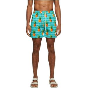 Urban Classics heren zwembroek Pattern Swim Shorts, Pineapple Aop., L